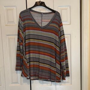 Striped V-Neck Women's Top